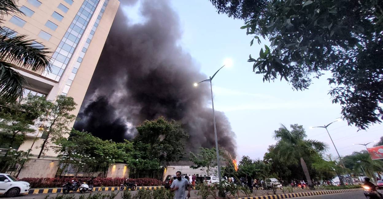 Accident took place at Geo Infopark near Infopark police station here on Saturday evening. Photo: Special arrangment.