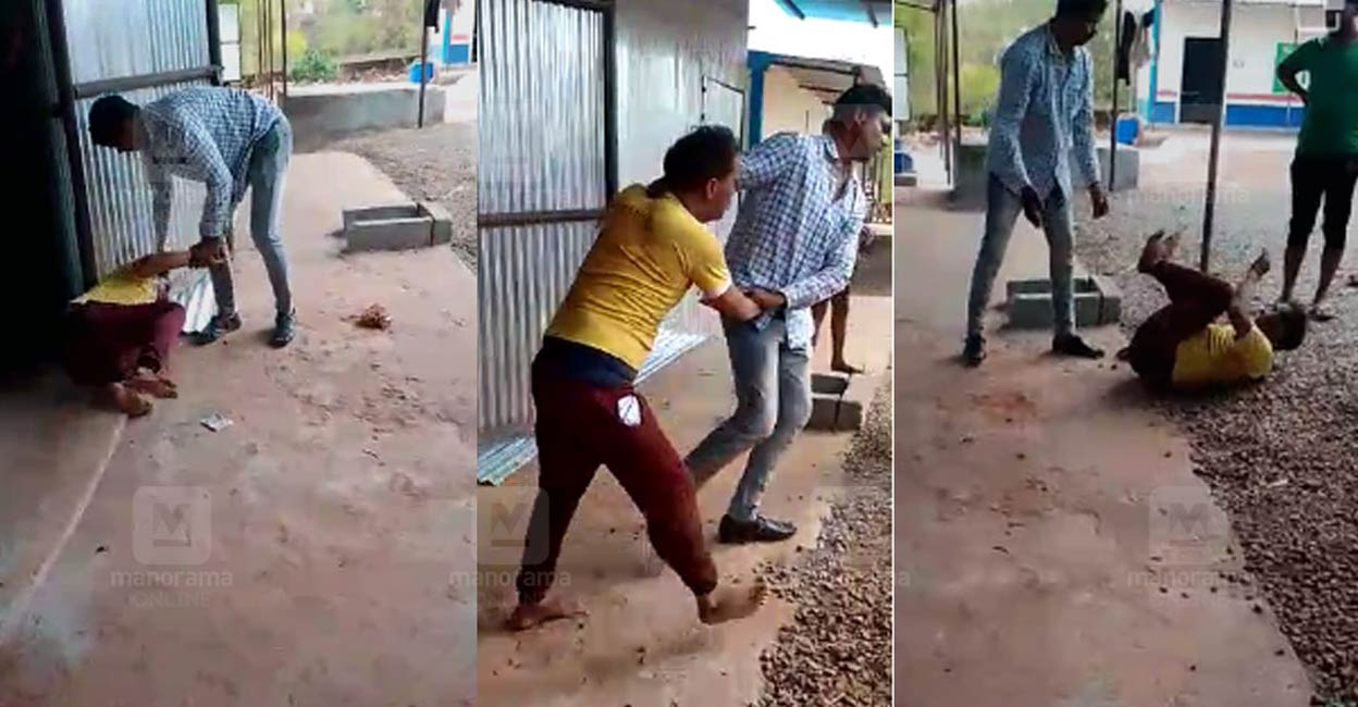 manager-attacks-labourer The incident happened at a labour camp in Payyannur. Photo: Manorama Online