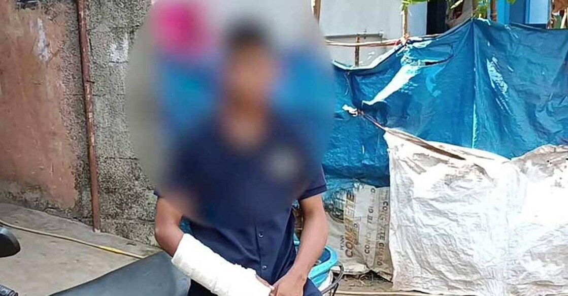 The trio hit the boy with a metal rod that resulted in a bone fracture on both his hands. Photo: Manorama Online