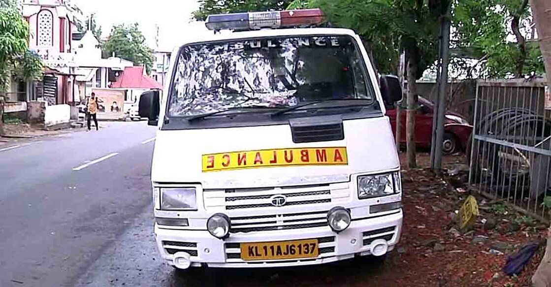 Ambulance carrying Jayakumar's mortal remains. Photo: Manorama