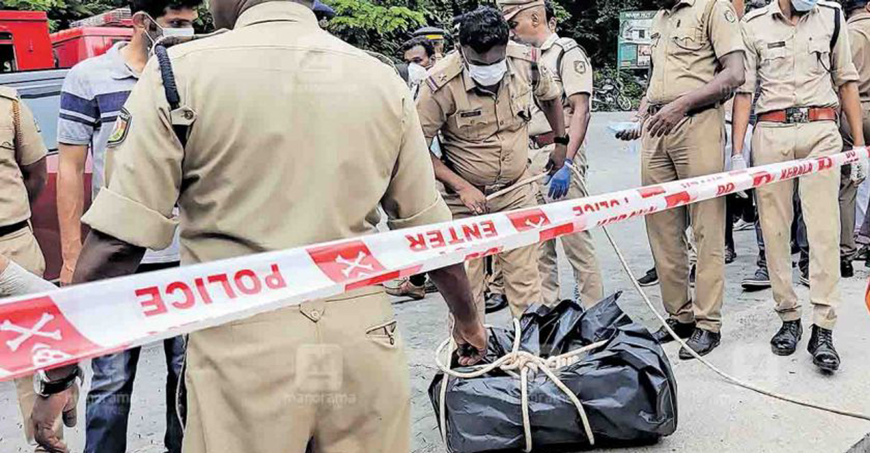 The cops recovering Siddique's body from a gorge near Attapady. Photo: Manorama