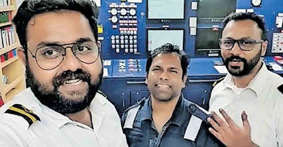Kollam native Vijith and friends in the ship Photo: special arrangement