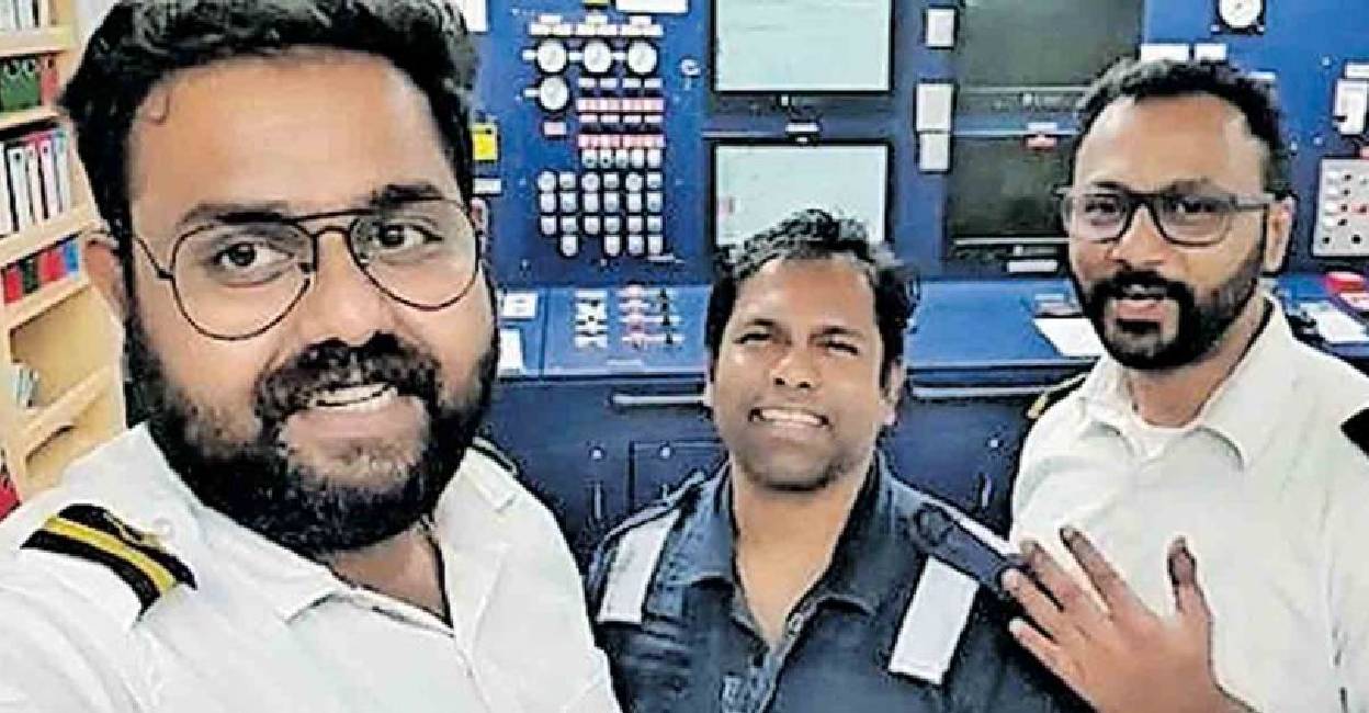 Kollam native Vijith and friends in the ship Photo: special arrangement