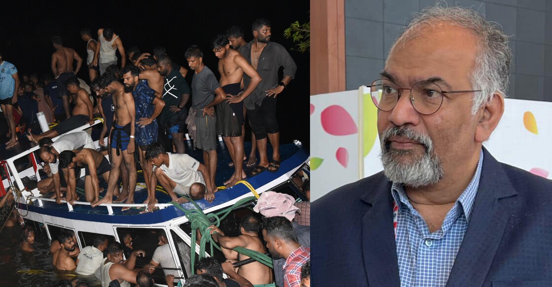 L-R: Rescue operation at Thooval Theeram. Dr Muralee Thummarukudy. Photos: PRD/Facebook/@thummarukudy