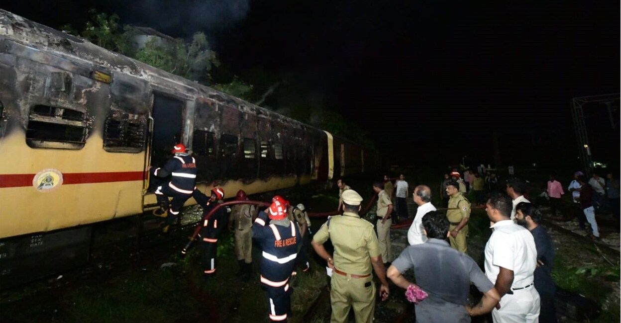 According to the railway authorities, this may be a case of arson. Photo: Manorama/ Harilal
