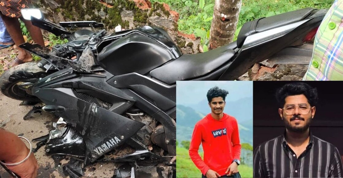 The bike (in pic) rammed into an autorickshaw; Kunnath Jibin and Amaze Sebastian. Photo: Special Arrangement