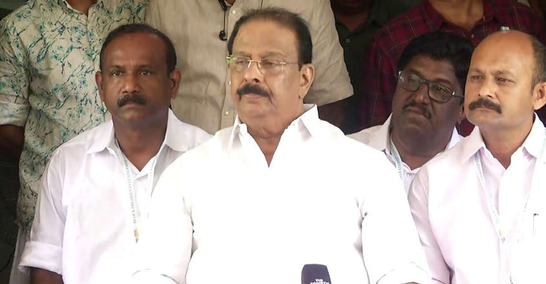 KPCC president K Sudhakaran during the press meet held in Aluva on Tuesday. Screengrab: Manorama News