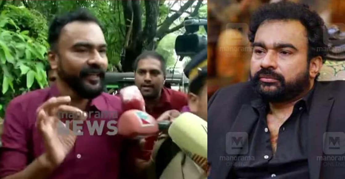 Monson Mavunkal speaks to the media on way to court. Screengrab: Manorama News