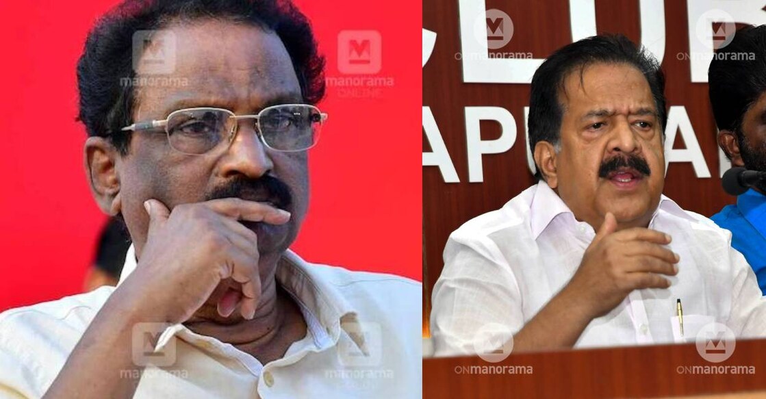 AK Balan and Ramesh Chennithala. Photo: Manorama