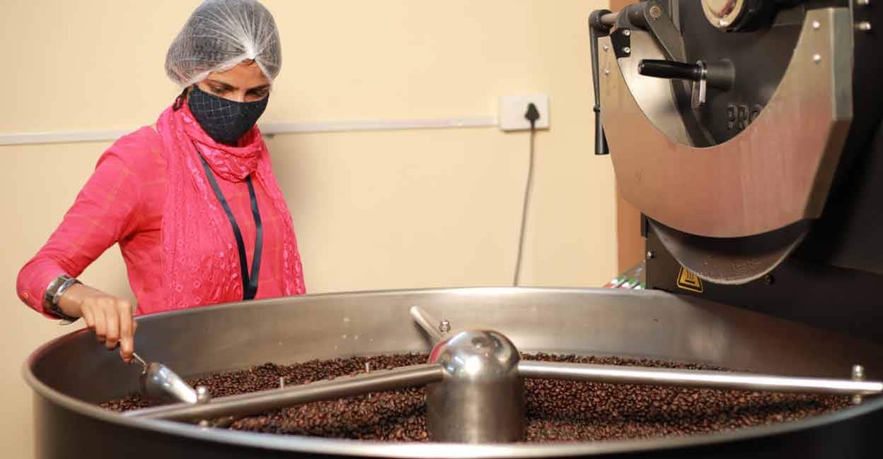 Brahmagiri Development Society. Coffee Roasting underway at Wayanad Coffee processing unit of Brahmagiri Development Society. Photo: Special arrangement