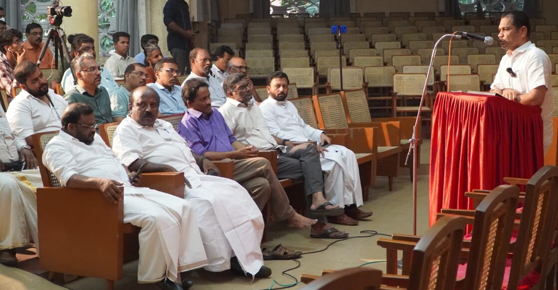 Hibi Eden MP addresses a discussion on 'the truth behind Manipur violence' at the Pastoral Orientation Centre of the Kerala Catholic Bishops' Council at Palarivattom in Kochi on Sunday. Photo: Special arrangement