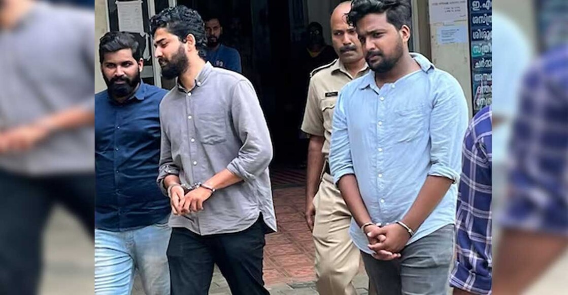 MSF activists  produced for medical examination with handcuffs. Photo: Facebook/PK Firos