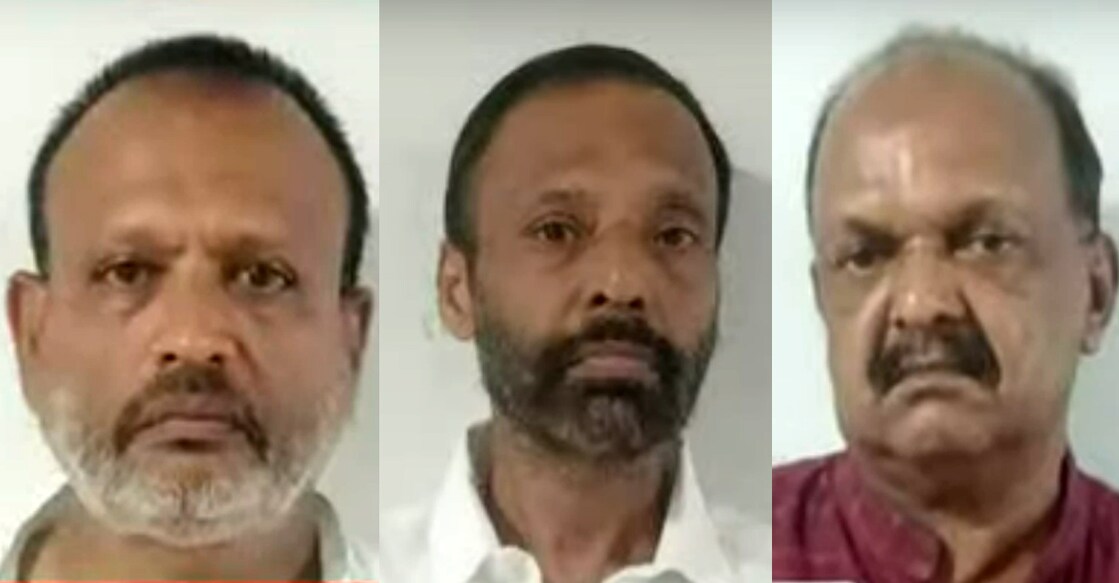 The accused, Vadakkeveetil Basheer, TP Kumar and Pradeep Nair. Photos: Manorama News