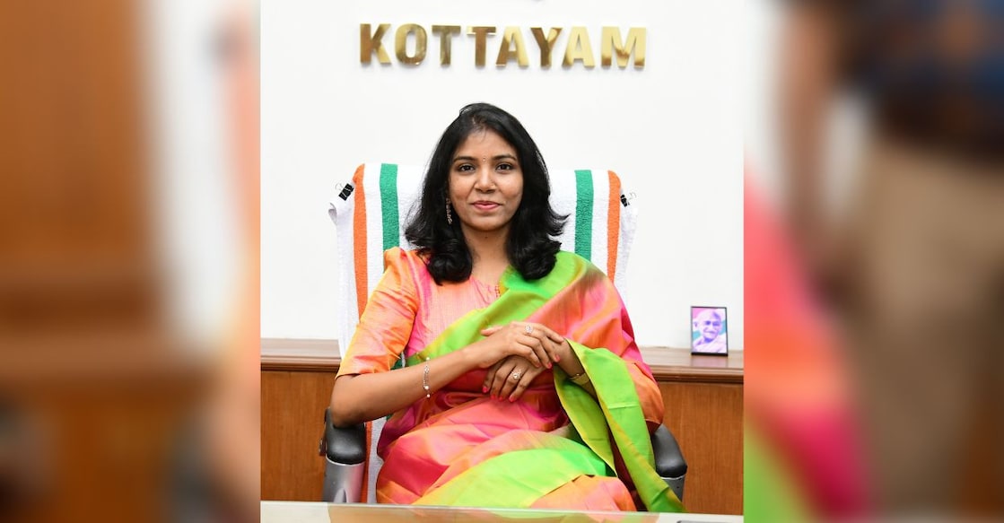 V Vigneshwari after assuming charge as the new Kottayam collector. Photo: Special Arrangement