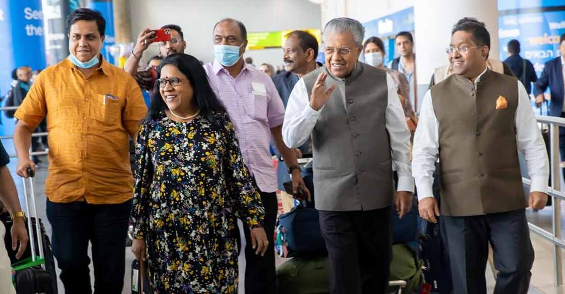 Chief Minister Pinarayi Vijayan, wife Kamala Vijayan, Finance Minister KN Balagopal and Speaker AN Shamseer arrive in New York for Loka Kerala Sabha. Photo: Special arrangement