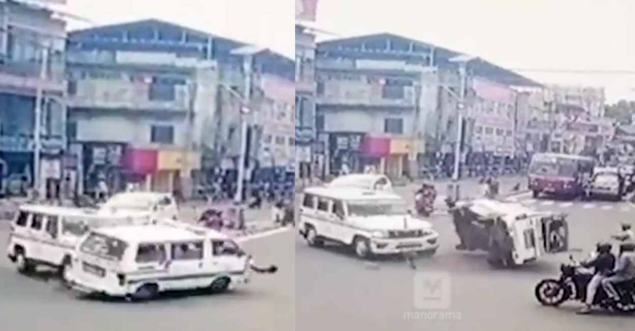 min-sivankutty-convoy-ambulance-accident A collage from a CCTV footage showing the scenes during and after the accident.