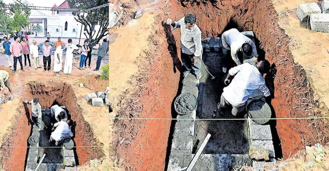 oommen-chandy-grave-main The special tomb that is being readied is at that part of the cemetery where priests are buried. Photo: Manorama