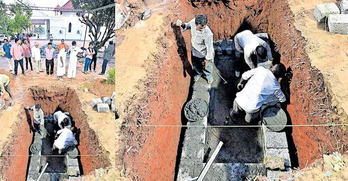 oommen-chandy-grave-main The special tomb that is being readied is at that part of the cemetery where priests are buried. Photo: Manorama
