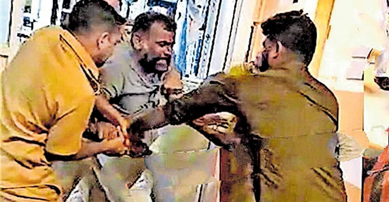 Shajith turned violent as the staff examined the injury on his head and dressed his wound. Photo: Manorama