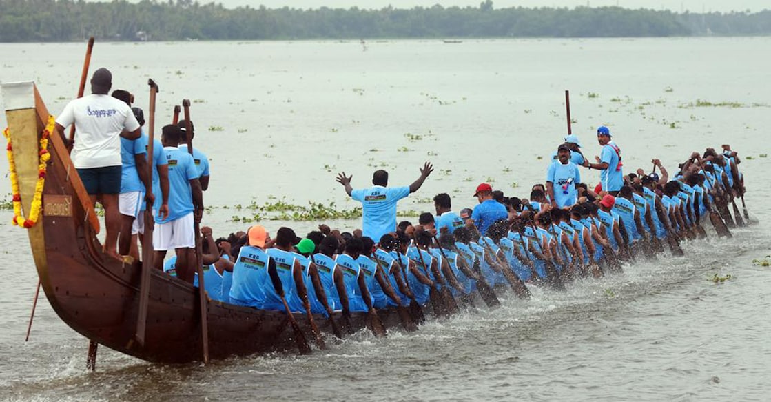 From a practice session of the Thalavady Chundan, which is participating in the Nehru Trophy Boat Race for the first time, at Punnamada on Tuesday. Photo: Special arrangement