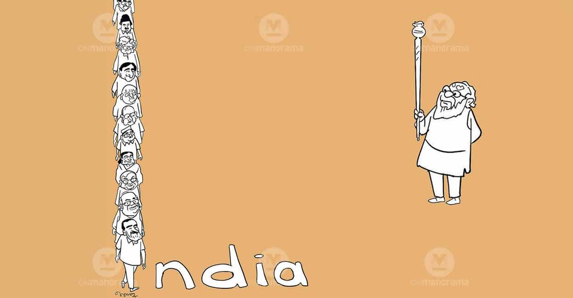 Indian National Developmental Inclusive Alliance (INDIA) is a political alliance of 26 parties led by the Indian National Congress. Illustration: Baiju/Manorama