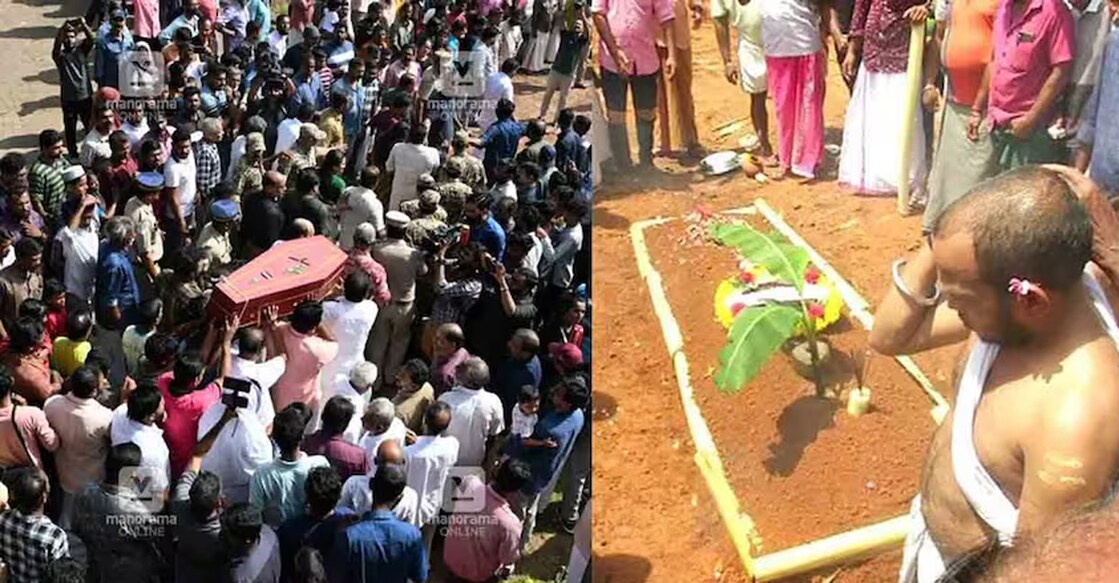 aluva-child-cremation Hundreds paid their last respects to the child. Revanth performs last rites during the funeral at Keezhmadu in Aluva on Sunday. Photos: Manorama