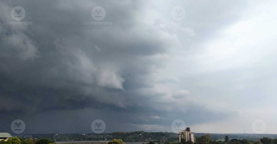 kottayam-rain Rain clouds gather above Kottayam town. Photo: Special arrangement
