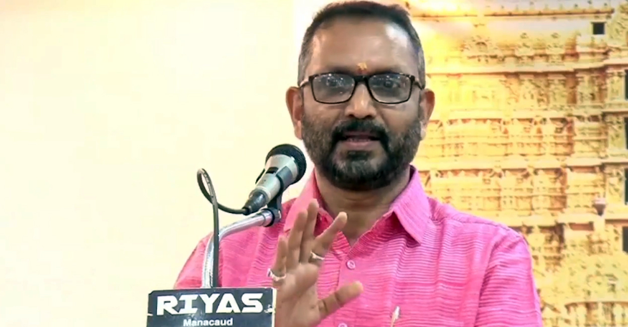 BJP Keralam president K Surendran at an event in Thiruvananthapuram on Sunday. Photo: Facebook/@KSurendranOfficial