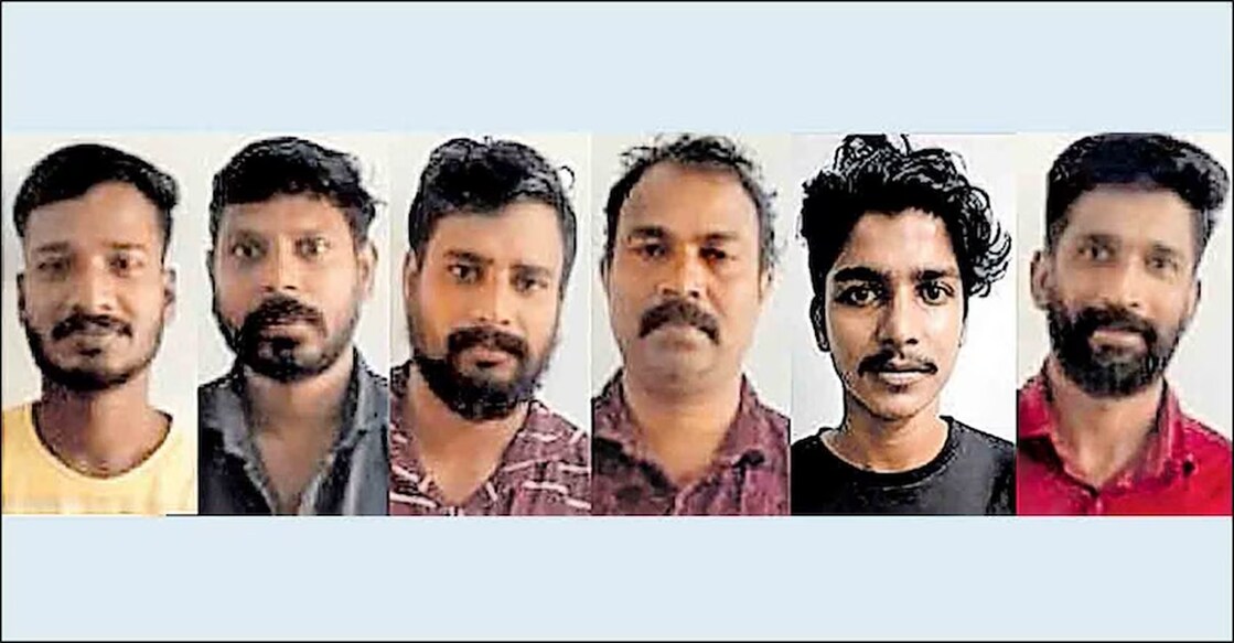V B Vishnu, Swaraj, Syamlal, Salikumar, Praveen Pradeep and Manesh Mohan. Photo: Manorama