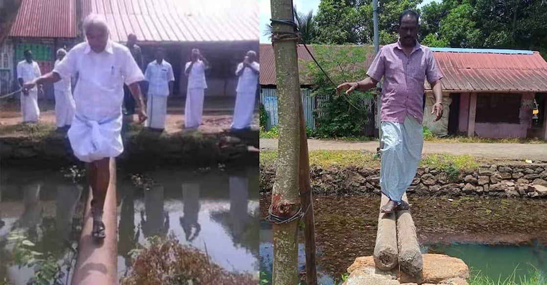 oommen-chandy-bridge-main The bridge is on the stretch between Malarickal and Irambam in Thiruvarppu panchayat goverened at present by the Left front. Photo: Manorama
