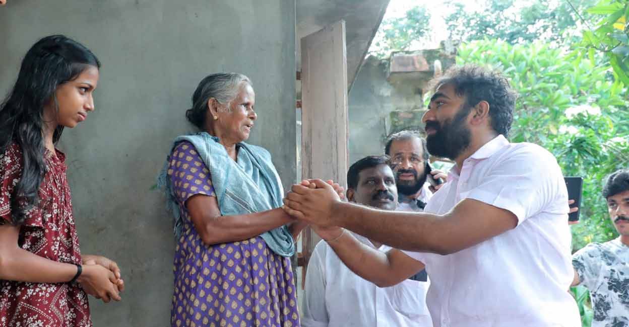 Chandy Oommen Chandy Oommen requests for vote during Puthuppally bypoll campaign in August 2023. Photo: Special arrangement