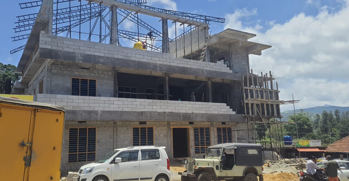 CPM's area committee office, which is under construction at Santhanpara. Photo: Special arrangement 