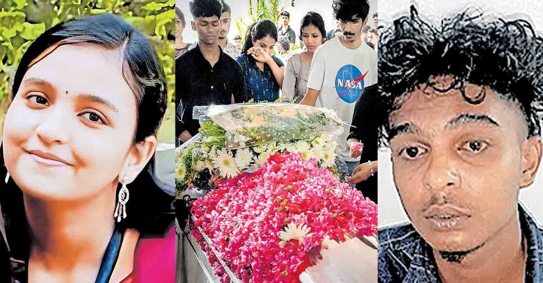 (1) Namitha (2) Students pay homage to Namitha at Nirmala College (3) Anson Roy. Photo: Manorama