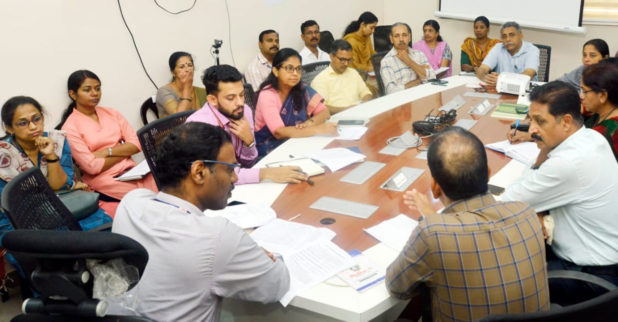 thrissur-drought-assessment-meeting A meeting held at the Collectorate control room on Sunday to assess the drought situation. Photo: Special arrangement
