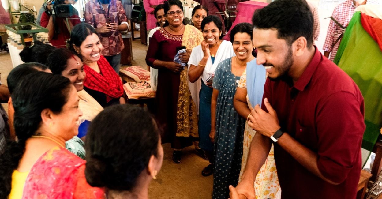 jaick-2 Jaick C Thomas speaks to women voters during his campaign at Puthuppally. Photo: Special Arrangement