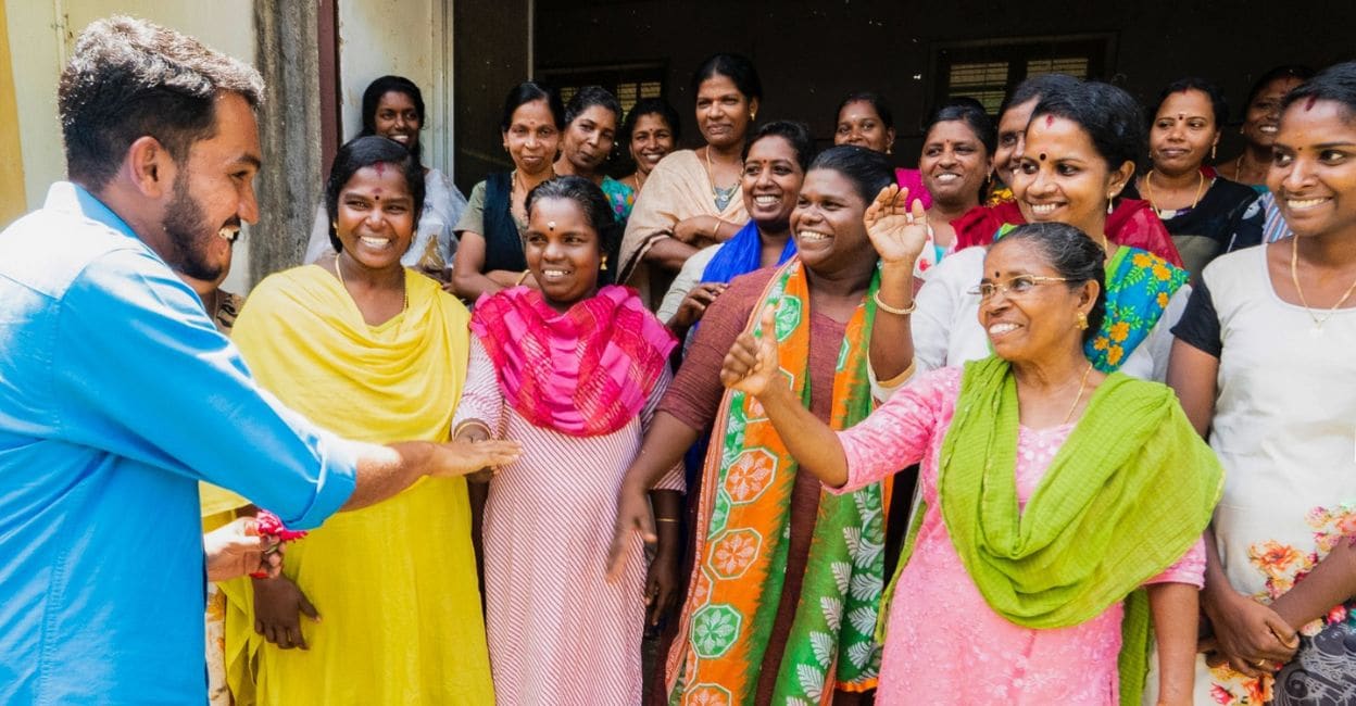 jaick-3 Jaick C Thomas speaks to women voters during his campaign at Puthuppally. Photo: Special Arrangement