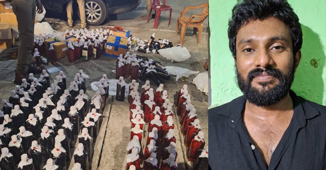 The police intercepted and arrested Impichammu Veettil Mubas (33) of Govindapuram, Kozhikode, who was driving the Volkswagen Jetta, at Ashwini Junction. Photo: Special Arrangement
