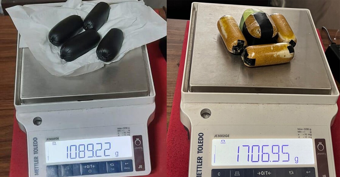 The passengers had concealed gold inside capsules and hid them in their rectum. Photos: Cochin Customs