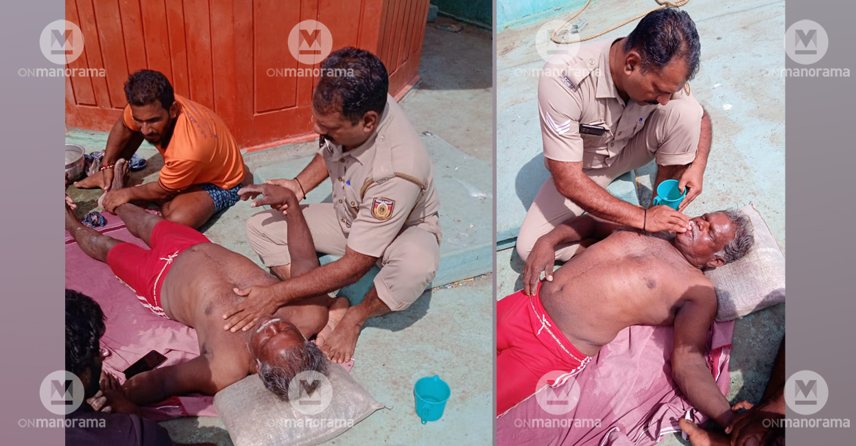 appukkutan-fisherman-survivor A Marine Enforcement officer administers CPR on Stephen alias Appukkuttan after his rescue. Photos: Special arrangement