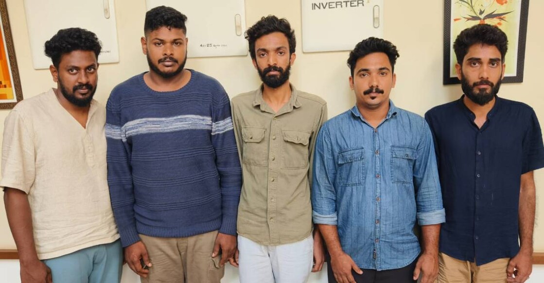  Suhail Variyam Kuntil, Muhammed Murshid, Tajdar, Firose and Abdul Jaleel were arrested early on Wednesday and were remanded to 14 days of custody.  Photo: Special Arrangement