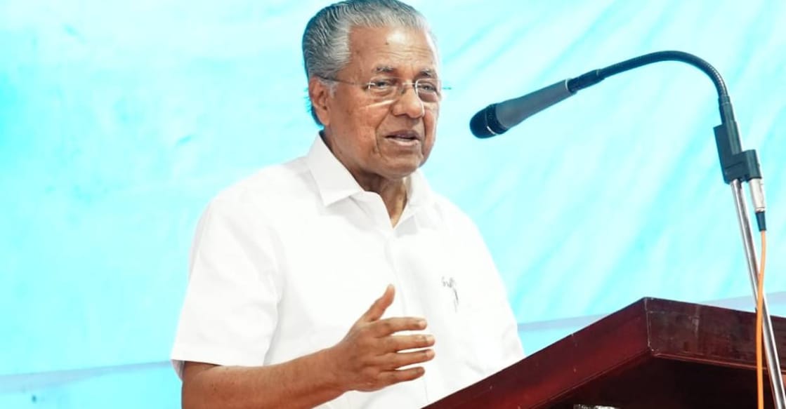 Pinarayi addressed three election meetings for LDF candidate Jaick C Thomas at Kooroppada, Meenadam and Manarcadu on Wednesday. Photo: LDF Media Cell
