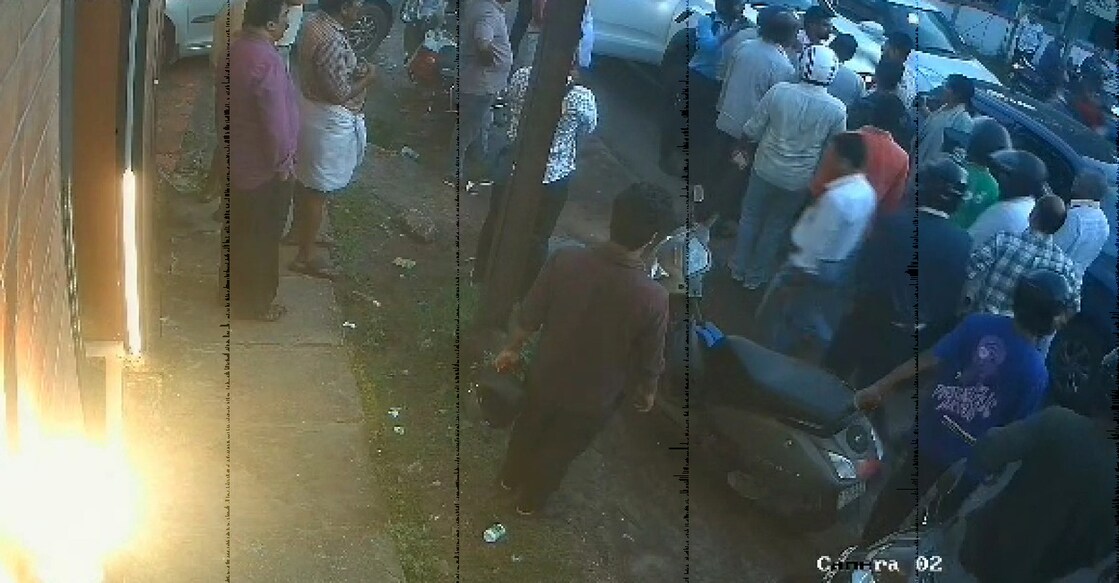A screengrab from CCTV footage of the incident at Kozhikode. Sourced from Manorama News