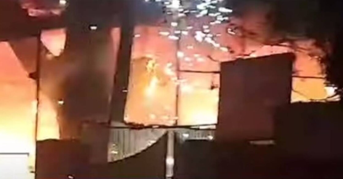 Three units of Fire Force were pressed into service to douse the flames.  Photo: Manorama News/ Screengrab