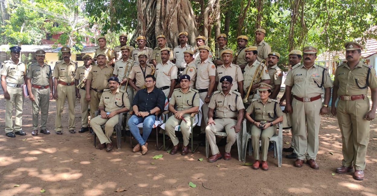 lakshadweep-police-band2 The Lakshadweep Police band with officers and trainers of the Kerala Armed Police (KAP) Battalion 2 ground at Muttikulangara in Palakkad. Photo: Special arrangement