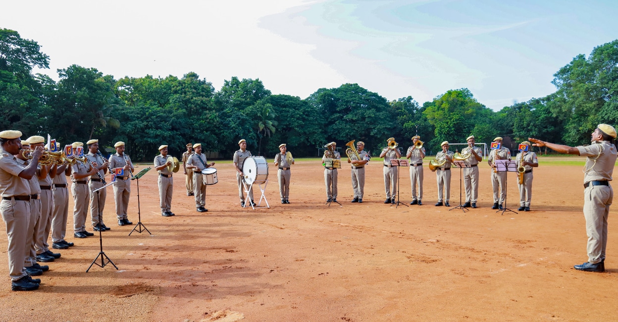 lakshadweep-police-band3 The Lakshadweep Police band train in Palakkad. Photo: Special arrangement