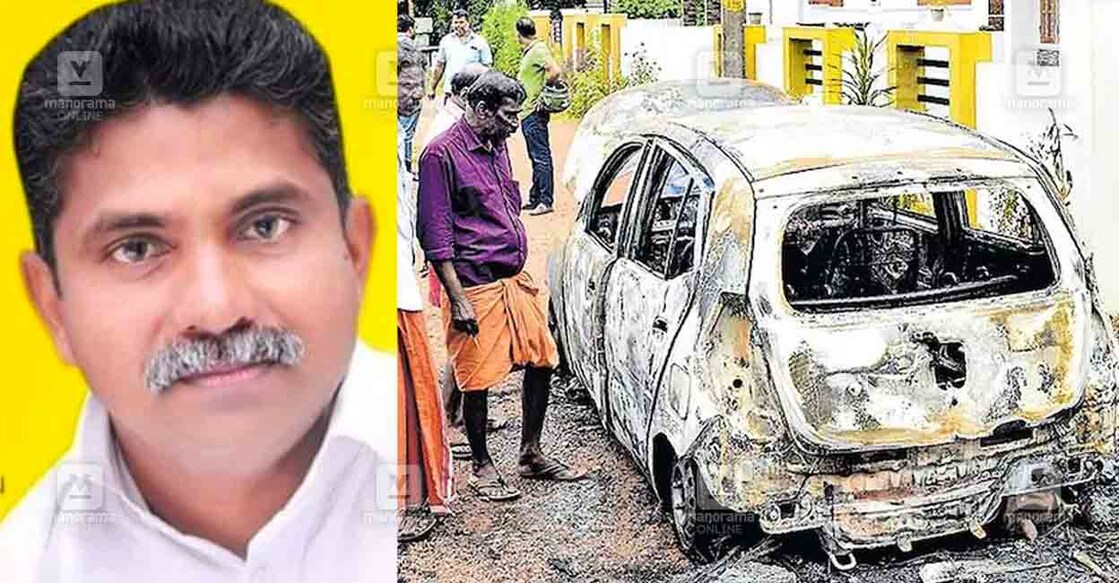 OG Sabu, The car which caught fire in Vakathanam. Photo: Manorama