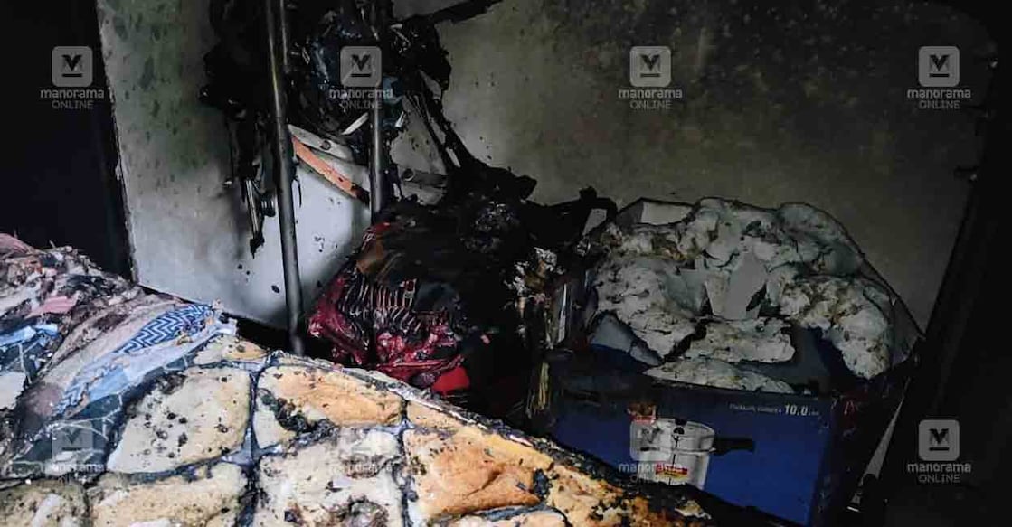 Thrissur House Fire | Photo: Manorama Charred interiors of Johnson's home in Thrissur. Photo: Manorama