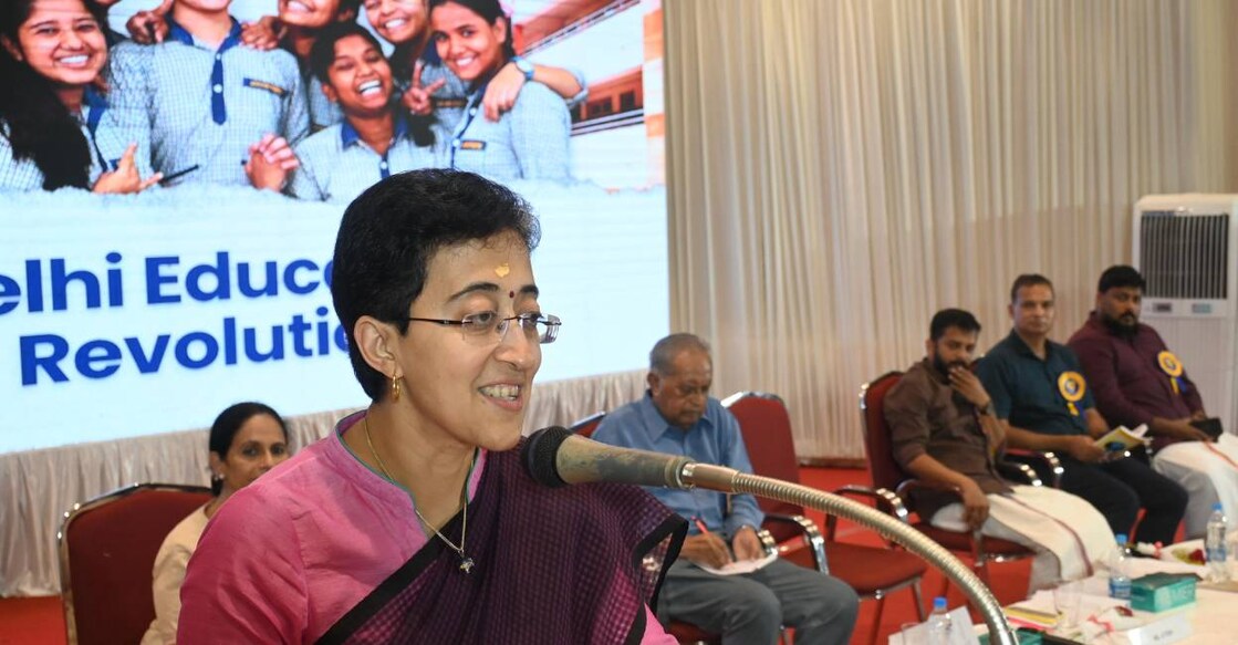 Delhi’s Education and Finance Minister Atishi addresses a seminar in Kochi. Photo: Special Arrangement