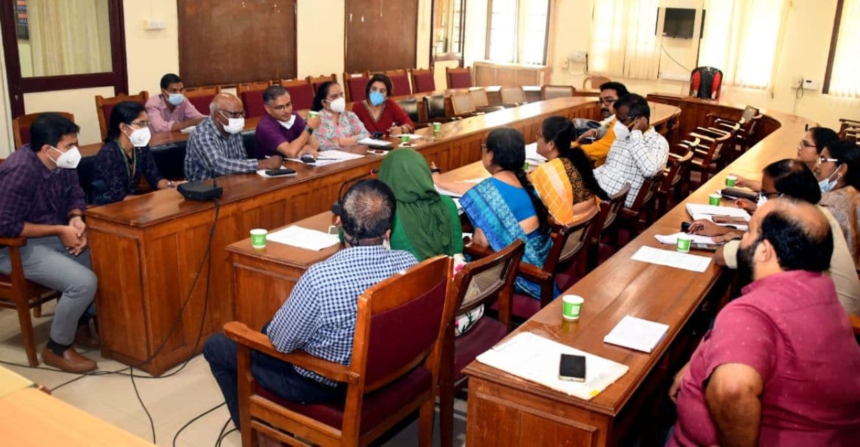 medical-college-nipah A team from the Centre during a review meeting at the Kozhikode Medical College Hospital on Friday. Photo: Special Arrangement