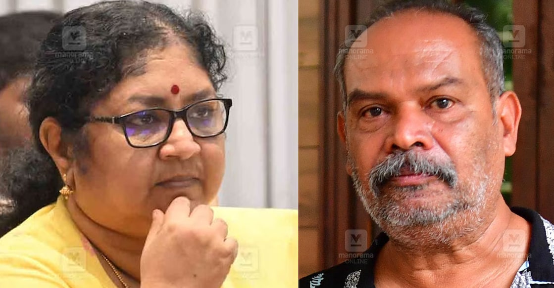 Kerala's Higher Education Minister R Bindu, Malayalam actor Alencier Ley Lopez. Photo: Manorama